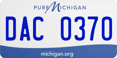 MI license plate DAC0370