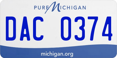 MI license plate DAC0374