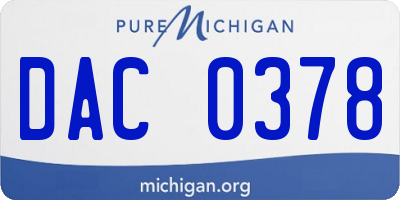 MI license plate DAC0378