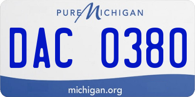 MI license plate DAC0380