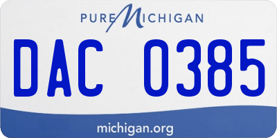 MI license plate DAC0385