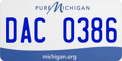 MI license plate DAC0386