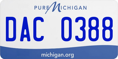 MI license plate DAC0388