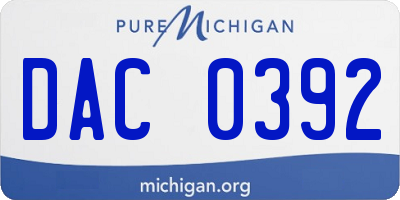 MI license plate DAC0392