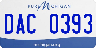 MI license plate DAC0393