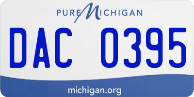 MI license plate DAC0395
