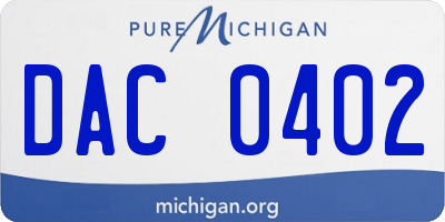 MI license plate DAC0402