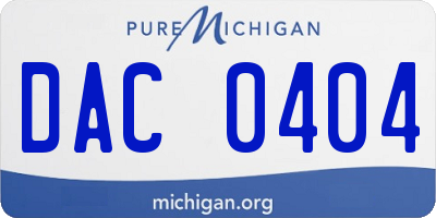 MI license plate DAC0404