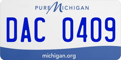 MI license plate DAC0409