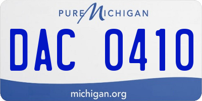 MI license plate DAC0410