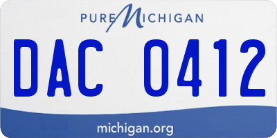 MI license plate DAC0412