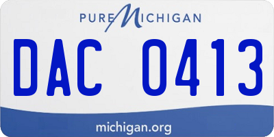 MI license plate DAC0413