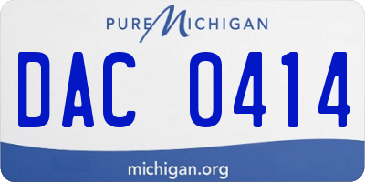 MI license plate DAC0414