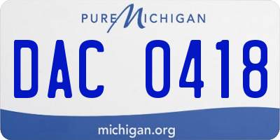 MI license plate DAC0418