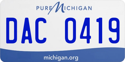 MI license plate DAC0419