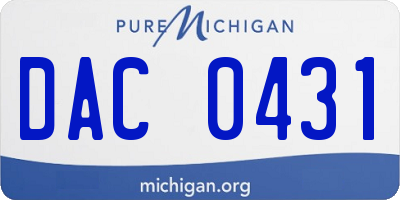 MI license plate DAC0431