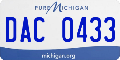 MI license plate DAC0433