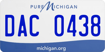 MI license plate DAC0438