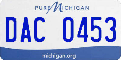 MI license plate DAC0453