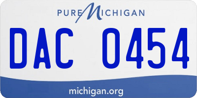 MI license plate DAC0454