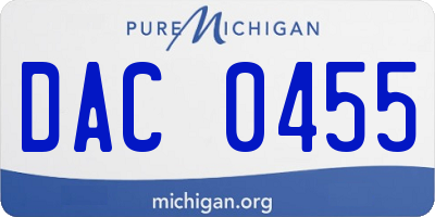 MI license plate DAC0455