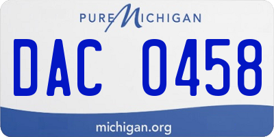 MI license plate DAC0458