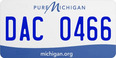 MI license plate DAC0466