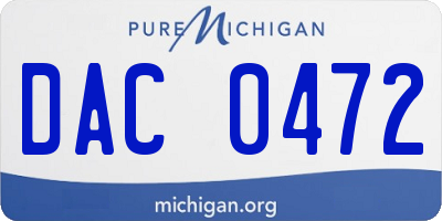 MI license plate DAC0472