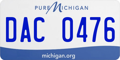 MI license plate DAC0476