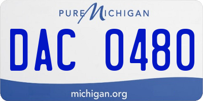 MI license plate DAC0480
