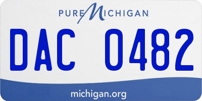 MI license plate DAC0482