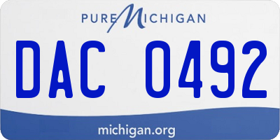 MI license plate DAC0492