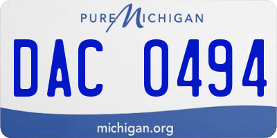 MI license plate DAC0494