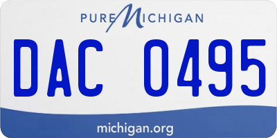 MI license plate DAC0495