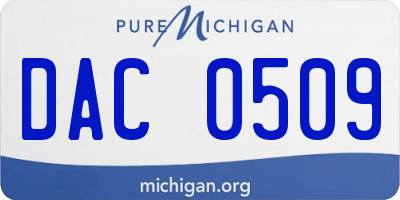 MI license plate DAC0509