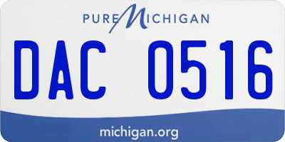 MI license plate DAC0516
