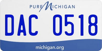 MI license plate DAC0518