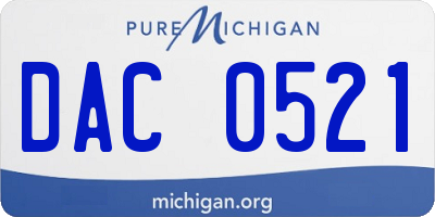 MI license plate DAC0521