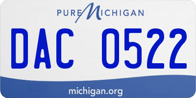 MI license plate DAC0522