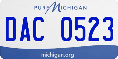 MI license plate DAC0523