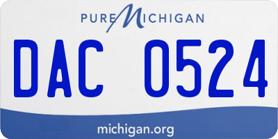 MI license plate DAC0524