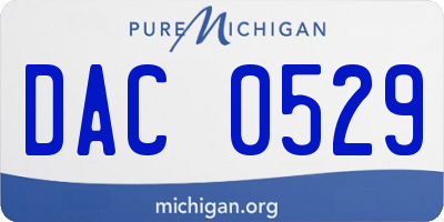 MI license plate DAC0529
