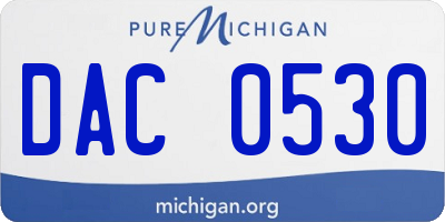 MI license plate DAC0530