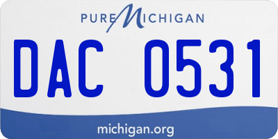 MI license plate DAC0531