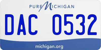 MI license plate DAC0532