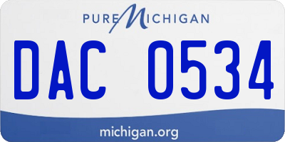 MI license plate DAC0534