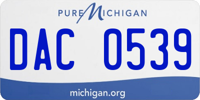 MI license plate DAC0539