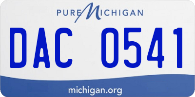 MI license plate DAC0541