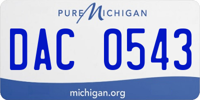 MI license plate DAC0543