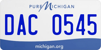 MI license plate DAC0545